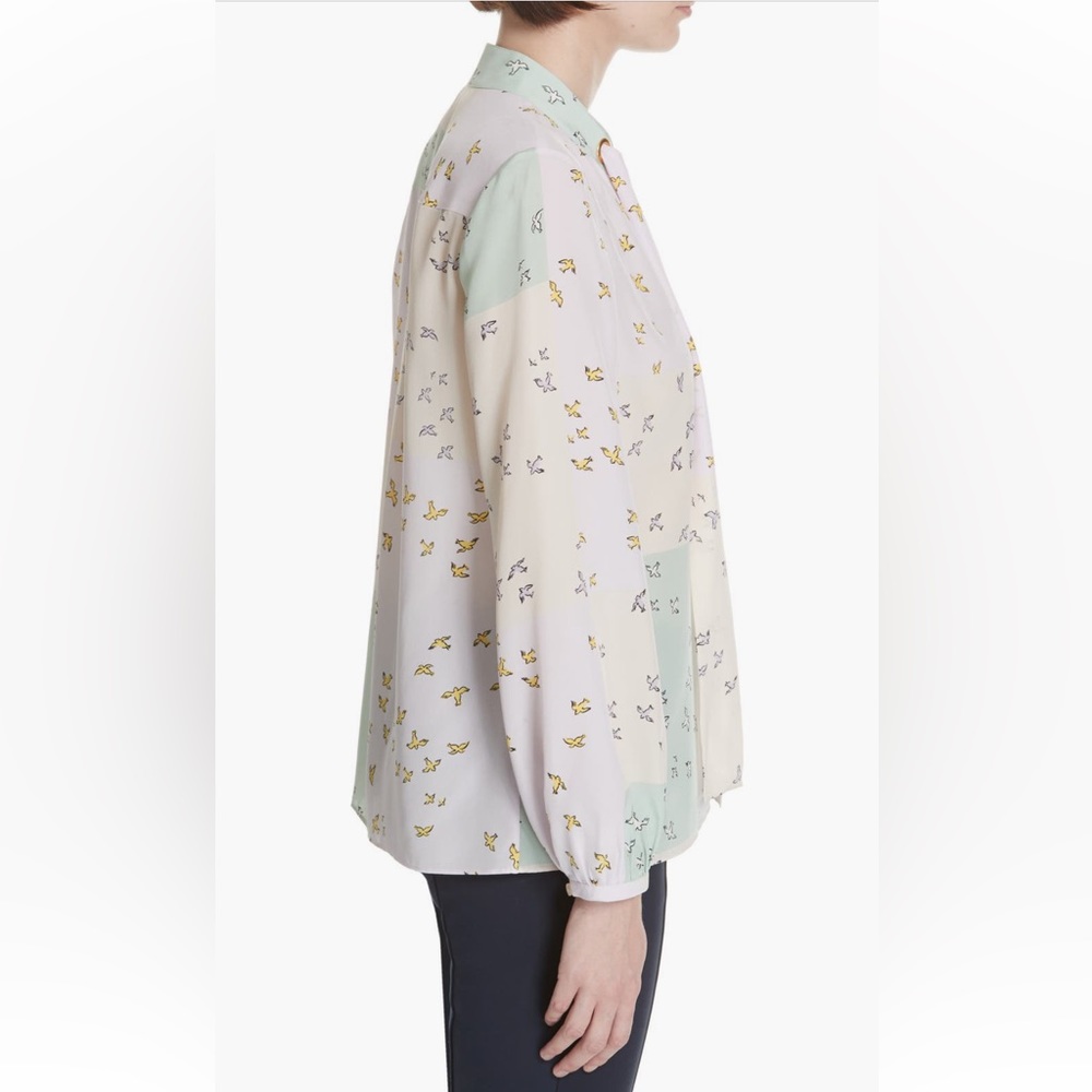 Tory Burch Patchwork Neck Tie Blouse - image 3